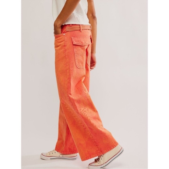 FREE PEOPLE We The Free Waterfall Baggy Wide Leg Jeans Oklahoma Sun Utility Pant - Picture 3 of 16